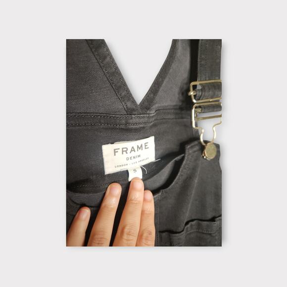 FRAME Womens Denim Overalls Jumpsuit Sm Black Straight Leg Utility - Picture 4 of 8